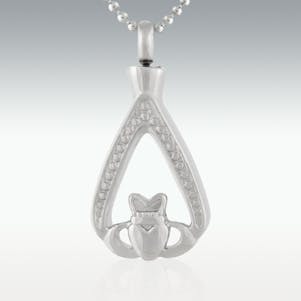 Claddagh Tear Drop Stainless Steel Cremation Pendant