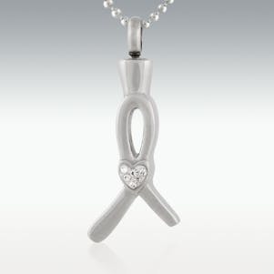 Ribbon Of Love Stainless Steel Cremation Jewelry