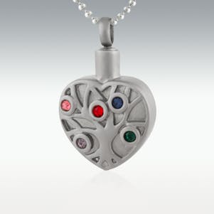 Jeweled Tree Of Life Stainless Steel Cremation Jewelry