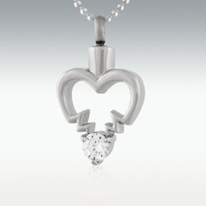 Heart Beat Stainless Steel Cremation Jewelry
