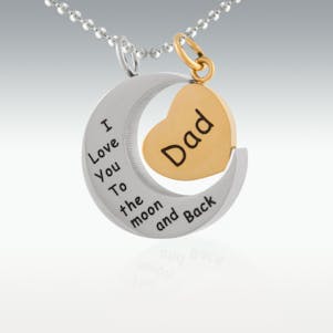 To The Moon And Back - Dad Stainless Steel Cremation Jewelry