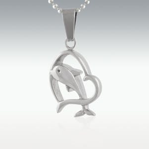 Dolphin Through My Heart Stainless Steel Cremation Jewelry