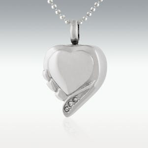 Fancy Border Heart Stainless Steel Cremation Jewelry