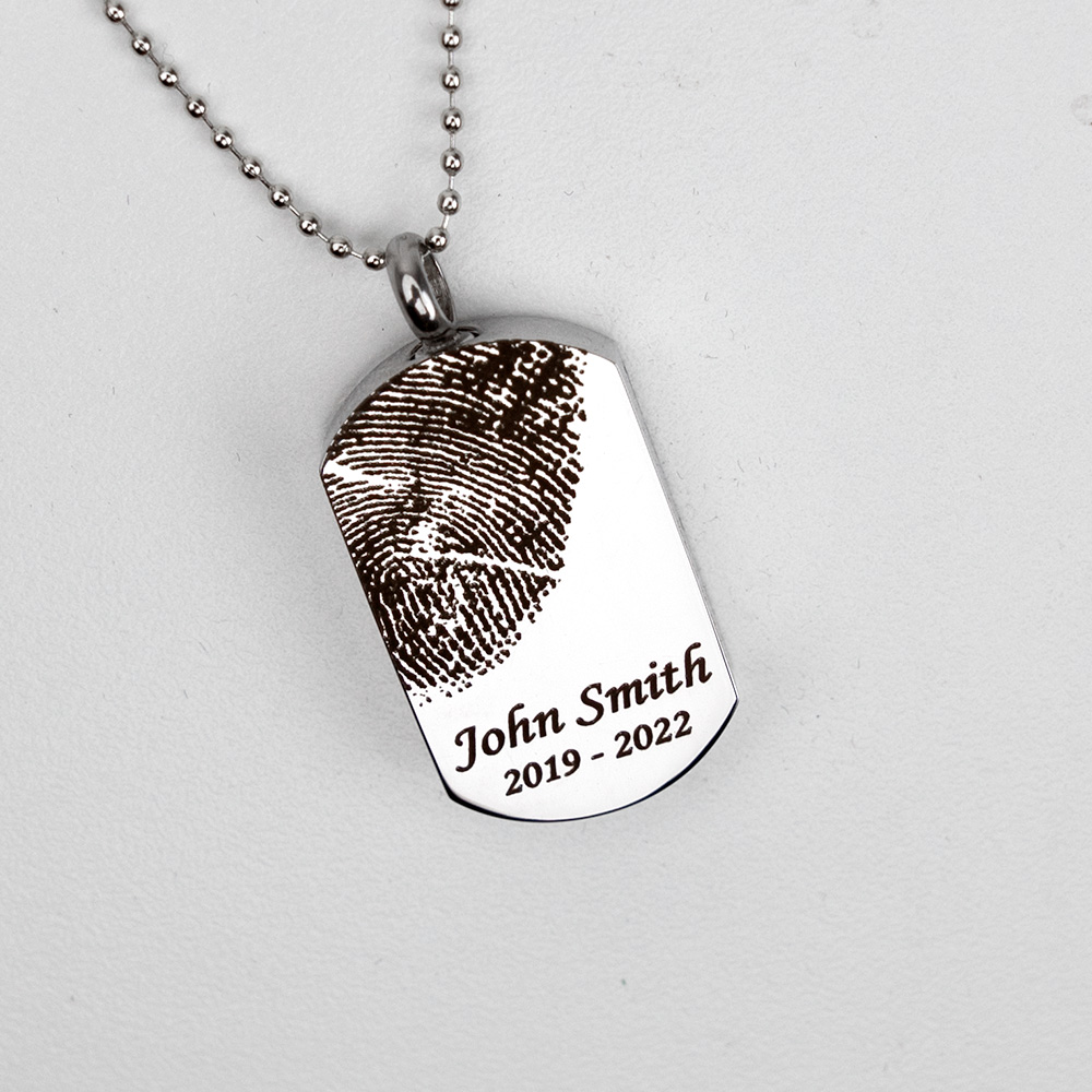 Fingerprint Dog Tag SS Cremation Jewelry Perfect Memorials