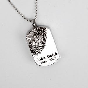 Fingerprint Dog Tag Stainless Steel Cremation Jewelry