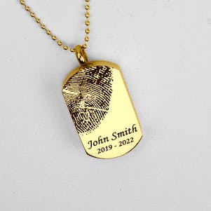 Fingerprint Dog Tag Gold Stainless Steel Cremation Jewelry