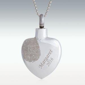 Fingerprint Love Story Heart Stainless Steel Cremation Jewelry
