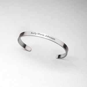 Silver Personalized Cuff Bracelet - Custom Memorial Bracelet