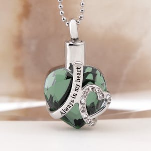Emerald Always In My Heart Cremation Jewelry - Engravable