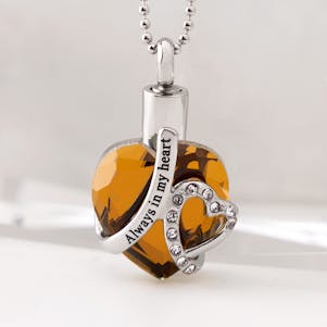 Citrine Always In My Heart Cremation Jewelry - Engravable