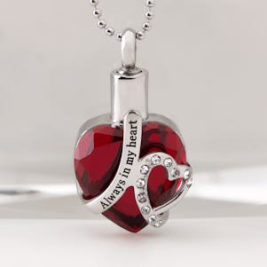 Garnet Always In My Heart Cremation Jewelry - Engravable