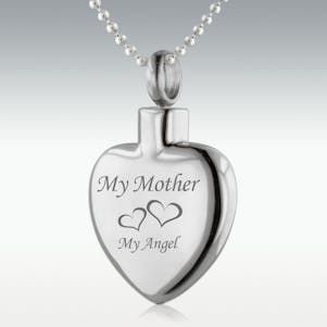 My Mother, My Angel Heart Stainless Steel Cremation Jewelry