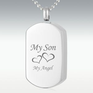My Son, My Angel Dog Tag Stainless Steel Cremation Jewelry