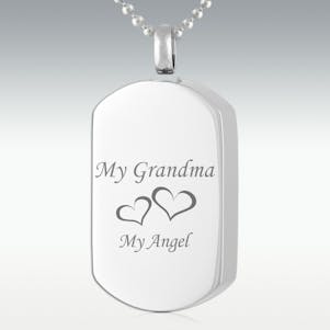 My Grandma, My Angel Dog Tag Stainless Steel Cremation Jewelry
