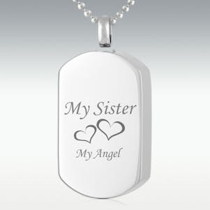 My Sister, My Angel Dog Tag Stainless Steel Cremation Jewelry
