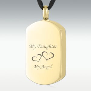 My Daughter, My Angel Dog Tag Gold Stainless Cremation Jewelry