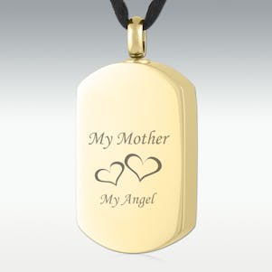 My Mother, My Angel Dog Tag Gold Stainless Cremation Jewelry