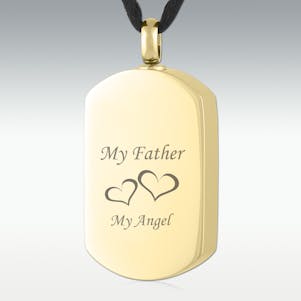 My Father, My Angel Dog Tag Gold Stainless Cremation Jewelry