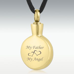 My Father, My Angel Gold Circle Stainless Cremation Jewelry