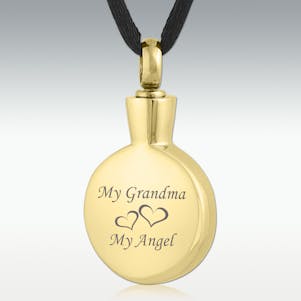 My Grandma, My Angel Gold Circle Stainless Cremation Jewelry