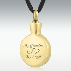 My Grandpa, My Angel Gold Circle Stainless Cremation Jewelry