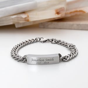 Strong Hold Chain Silver Cremation Bracelet - Engravable