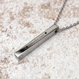 Silver Vertical Bar Cremation Jewelry - Engravable