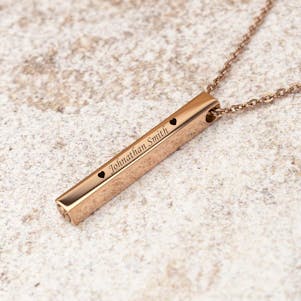Rose Gold Vertical Bar Cremation Jewelry - Engravable