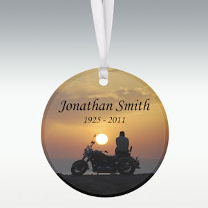 Motorcycle Round Porcelain Memorial Ornament