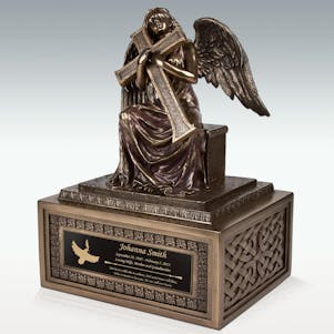 Large Angel with Cross Cremation Urn - Engravable