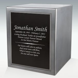 Seamless Silver Cube Resin Cremation Urn - Engravable