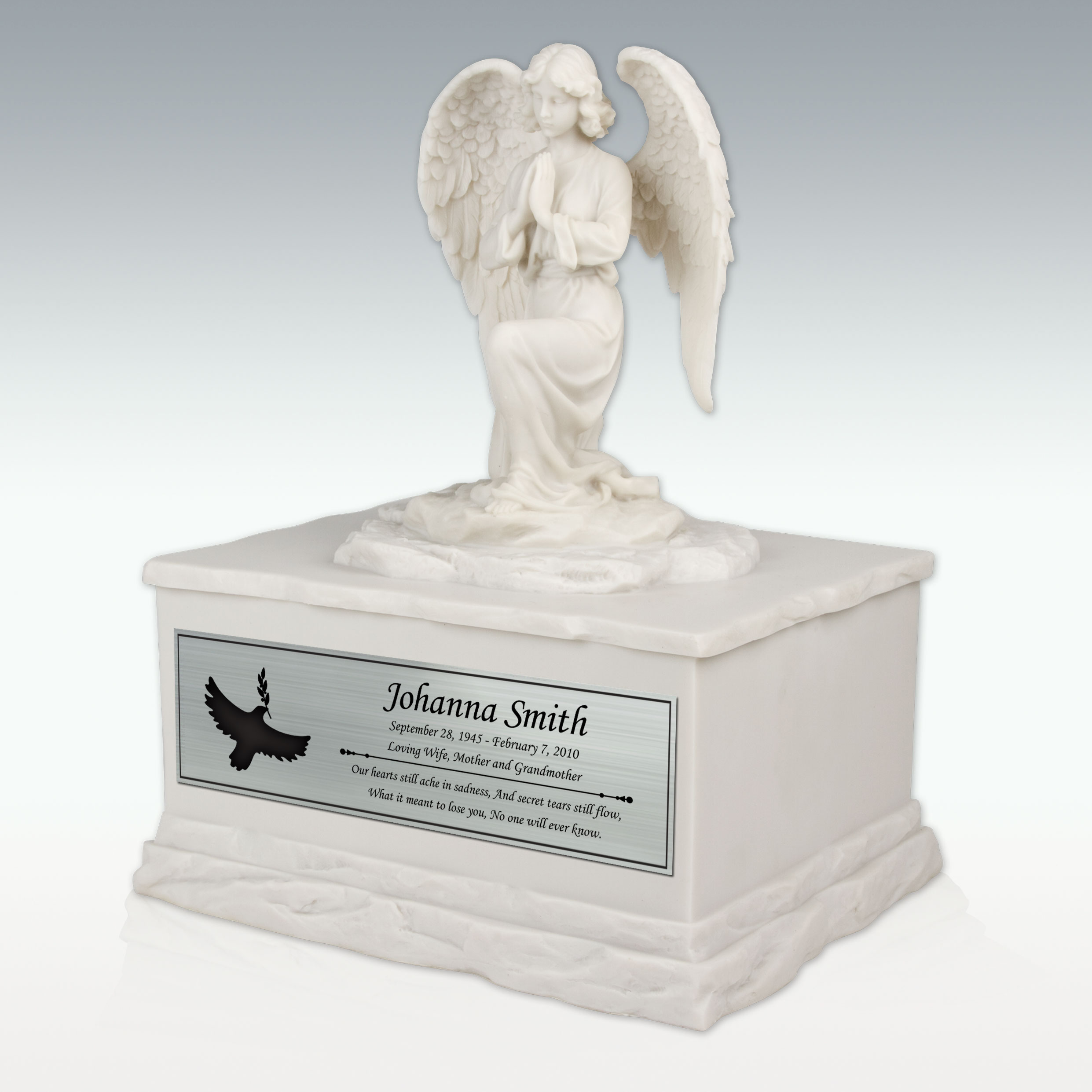 Large Serene Angel Cremation Urn - Engravable - Perfect Memorials