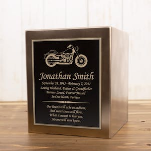 Motorcycle Seamless Bronze Cube Resin Cremation Urn - Engravable