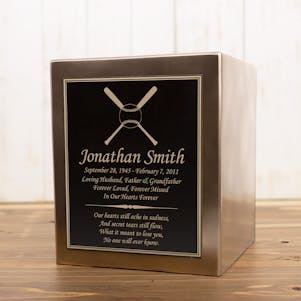 Baseball and Bats Seamless Bronze Cube Resin Cremation Urn