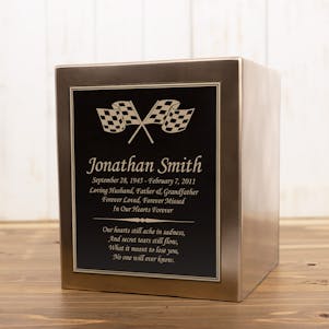 Checkered Flags Seamless Bronze Cube Resin Cremation Urn
