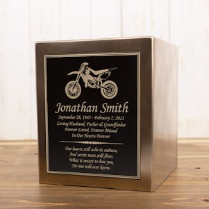 Dirt Bike Seamless Bronze Cube Resin Cremation Urn - Engravable