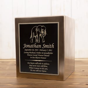 Elephant Seamless Bronze Cube Resin Cremation Urn - Engravable