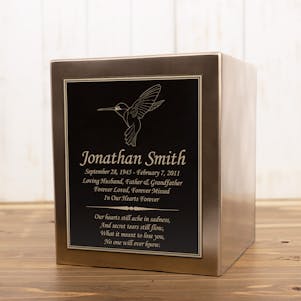 Hummingbird Seamless Bronze Cube Resin Cremation Urn -Engravable