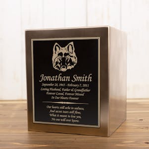 Wolf Head Seamless Bronze Cube Resin Cremation Urn
