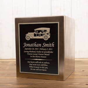 Antique Car Seamless Bronze Cube Resin Cremation Urn
