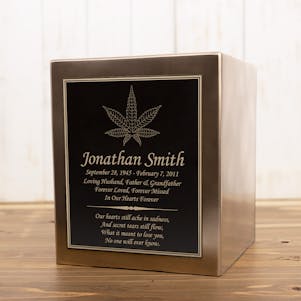 Marijuana Leaf Seamless Bronze Cube Resin Cremation Urn