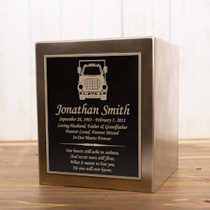 Semi Truck Seamless Bronze Cube Resin Cremation Urn