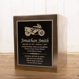 Sport Motorcycle Seamless Bronze Cube Resin Cremation Urn