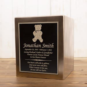 Teddy Bear Seamless Bronze Cube Resin Cremation Urn