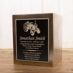 Tractor Seamless Bronze Cube Resin Cremation Urn