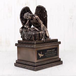 Bronze Angel And Child Cremation Urn - Engravable