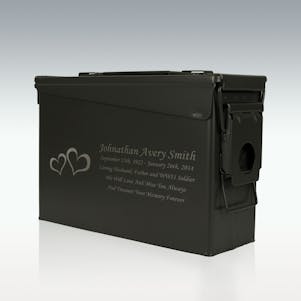 Hearts .30 Cal Ammo Can Engravable Cremation Urn