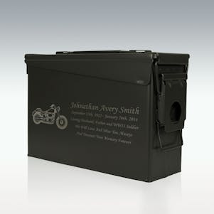 Motorcycle .30 Cal Ammo Can Engravable Cremation Urn