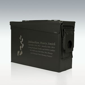 Footprints in the Sand .30 Cal Ammo Can Engravable Cremation Urn