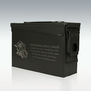 Two Roses .30 Cal Ammo Can Engravable Cremation Urn
